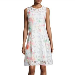 NWT Elie Tahari Dorinda Floral Burnout Embroidered A-Line Sleeveless Dress, sz 6